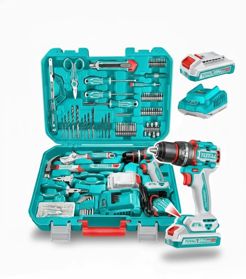 شنيور بطارية 20فولت +1 بطارية +165قطعة TOTAL