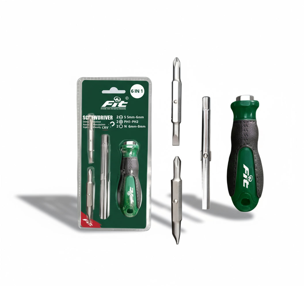 مفك قلاب + 2لقمة 6مقاسات FIT