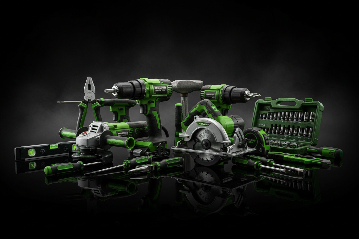 Green Power Tools Background