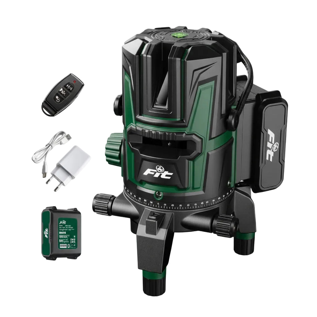 ميزان ليزر 5 خط اخضر 2 بطارية وشاحن وريموت FIT